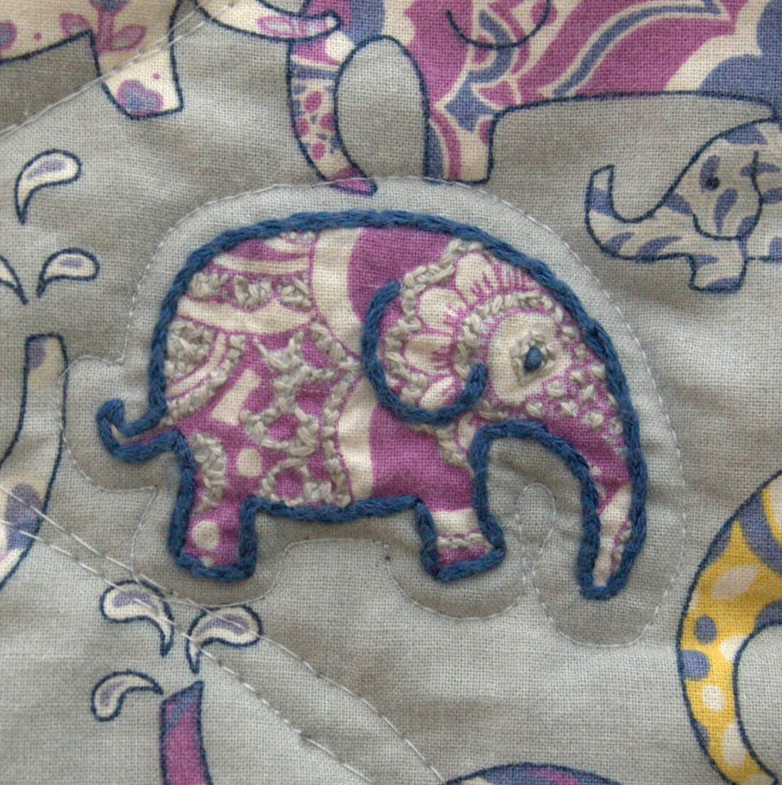 Laurel and Pine Embroidered Elephant