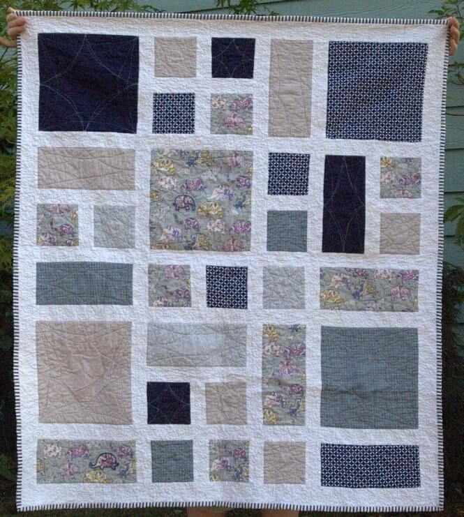 Laurel and Pine Finished Baby Elephant Quilt
